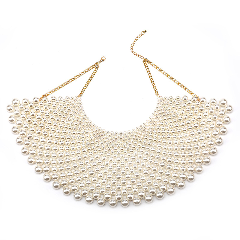 CONGDUO Geometrijska ogrlica s perlama i kugličnim lancem