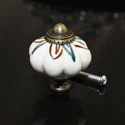 Κεραμική λαβή σε σχήμα κολοκύθας για συρτάρια και ντουλάπια, ζωγραφισμένη στο χέρι, μοντέλο 016, κεραμικό υλικό, υψηλής θερμοκρασίας καψίματος, προέλευση Zhejiang