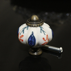 Κεραμική λαβή σε σχήμα κολοκύθας για συρτάρια και ντουλάπια, ζωγραφισμένη στο χέρι, μοντέλο 016, κεραμικό υλικό, υψηλής θερμοκρασίας καψίματος, προέλευση Zhejiang