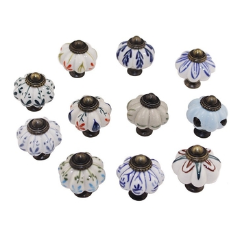 Κεραμική λαβή σε σχήμα κολοκύθας για συρτάρια και ντουλάπια, ζωγραφισμένη στο χέρι, μοντέλο 016, κεραμικό υλικό, υψηλής θερμοκρασίας καψίματος, προέλευση Zhejiang