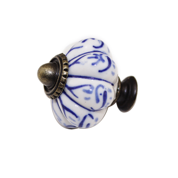 Κεραμική λαβή σε σχήμα κολοκύθας για συρτάρια και ντουλάπια, ζωγραφισμένη στο χέρι, μοντέλο 016, κεραμικό υλικό, υψηλής θερμοκρασίας καψίματος, προέλευση Zhejiang