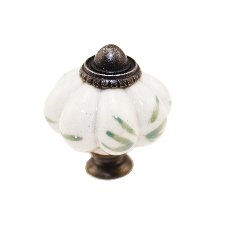 Κεραμική λαβή σε σχήμα κολοκύθας για συρτάρια και ντουλάπια, ζωγραφισμένη στο χέρι, μοντέλο 016, κεραμικό υλικό, υψηλής θερμοκρασίας καψίματος, προέλευση Zhejiang