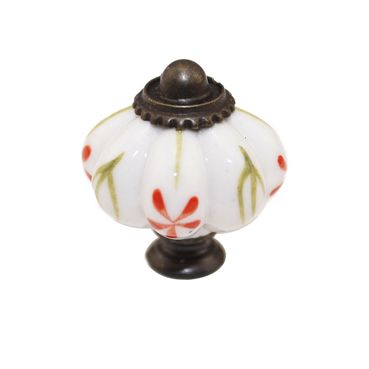 Κεραμική λαβή σε σχήμα κολοκύθας για συρτάρια και ντουλάπια, ζωγραφισμένη στο χέρι, μοντέλο 016, κεραμικό υλικό, υψηλής θερμοκρασίας καψίματος, προέλευση Zhejiang