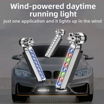 Curdy Вятърно дневно осветление — LED дневни светлини за автомобили, захранвани от вятър, без кабели, лампа със средна решетка