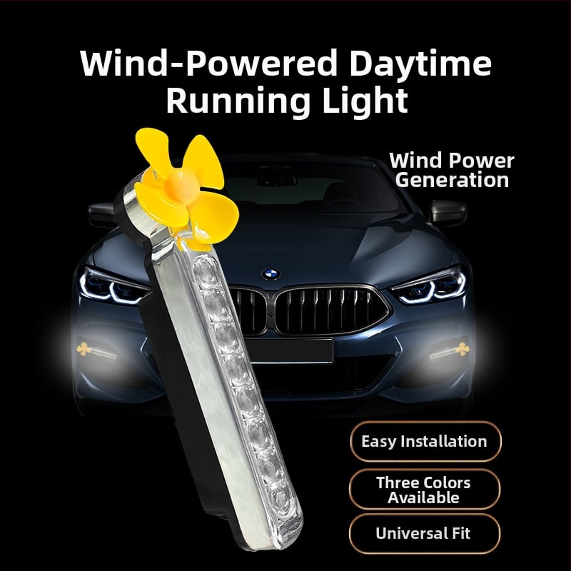 Вятърно задвижвани LED дневни светлини за автомобили и мотоциклети, без кабели (1W, 3V, 0.2A)
