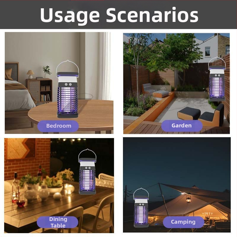 Napelemes szúnyogirtó lámpa UV-fénnyel csapdázó kivitel, kültéri használatra - Modell Sjz071, 5V, 2.5W, hengeres test, CE tanúsítvány