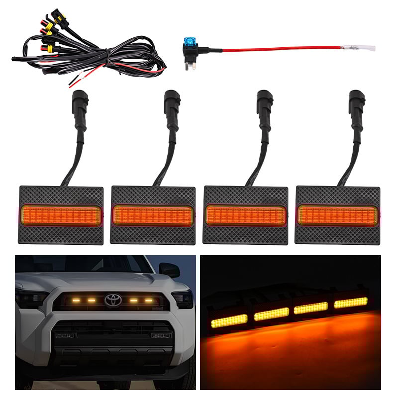 LED дневни светлини за решетка на Toyota Speedo 4Runner TRD SR5, съвместими с 25 модела, 12V, 5W, ABS пластмаса, 0.4A, живот на светлинния източник 50 000 ч