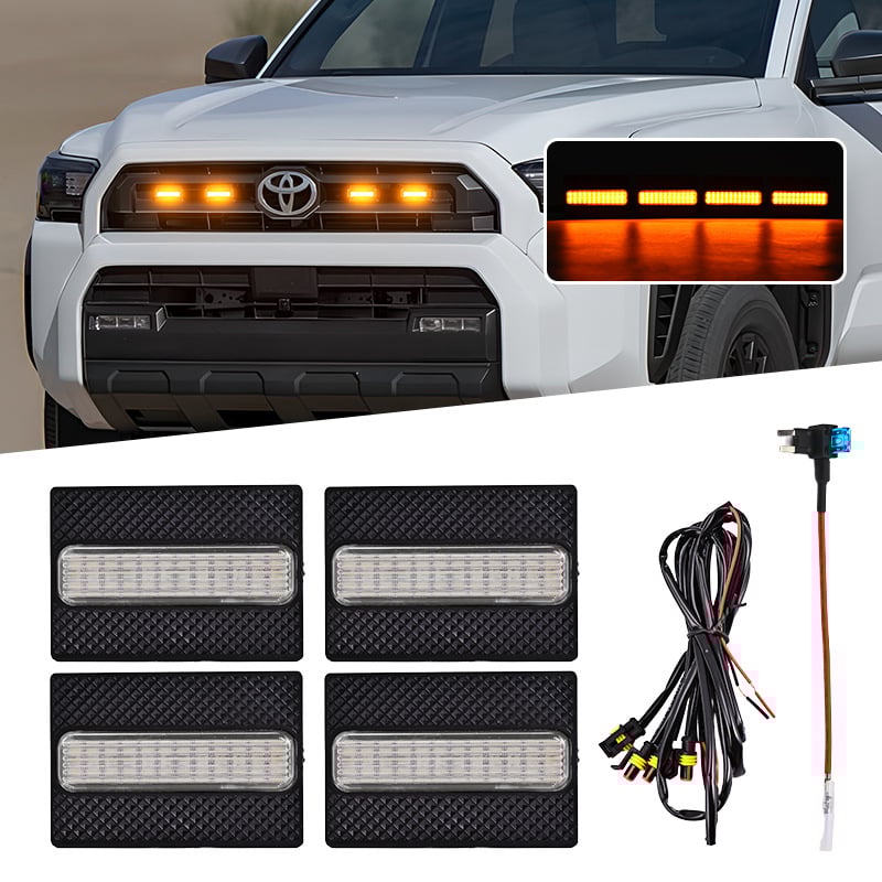 LED дневни светлини за решетка на Toyota Speedo 4Runner TRD SR5, съвместими с 25 модела, 12V, 5W, ABS пластмаса, 0.4A, живот на светлинния източник 50 000 ч