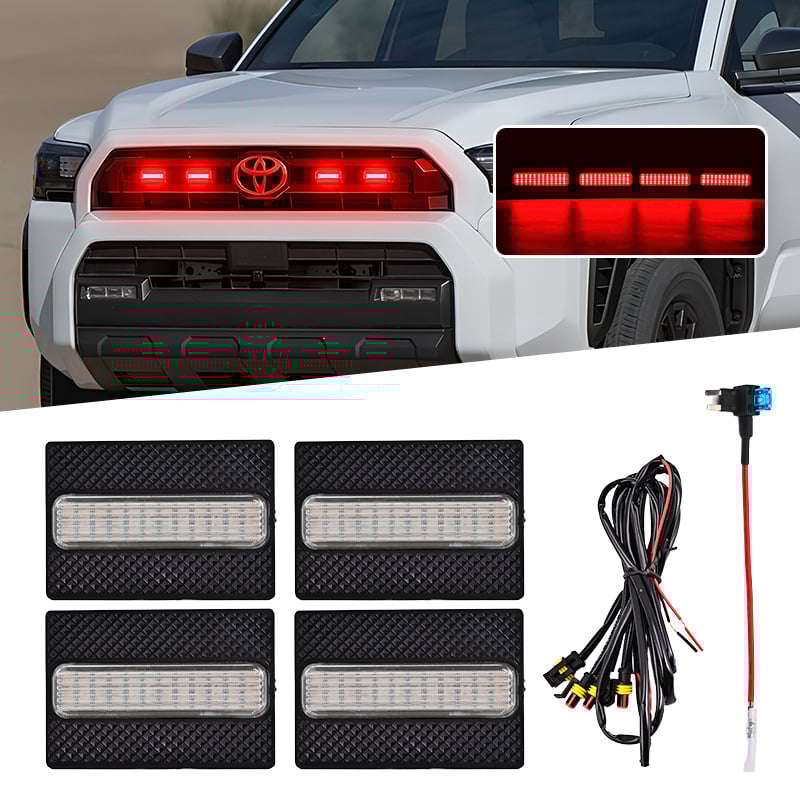 LED дневни светлини за решетка на Toyota Speedo 4Runner TRD SR5, съвместими с 25 модела, 12V, 5W, ABS пластмаса, 0.4A, живот на светлинния източник 50 000 ч