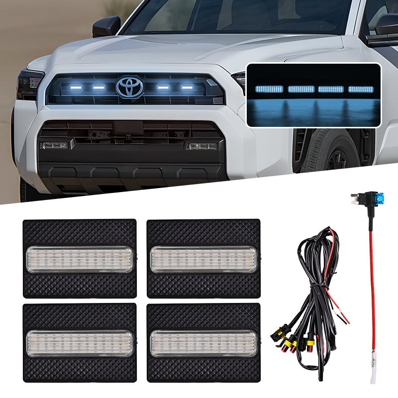 LED дневни светлини за решетка на Toyota Speedo 4Runner TRD SR5, съвместими с 25 модела, 12V, 5W, ABS пластмаса, 0.4A, живот на светлинния източник 50 000 ч