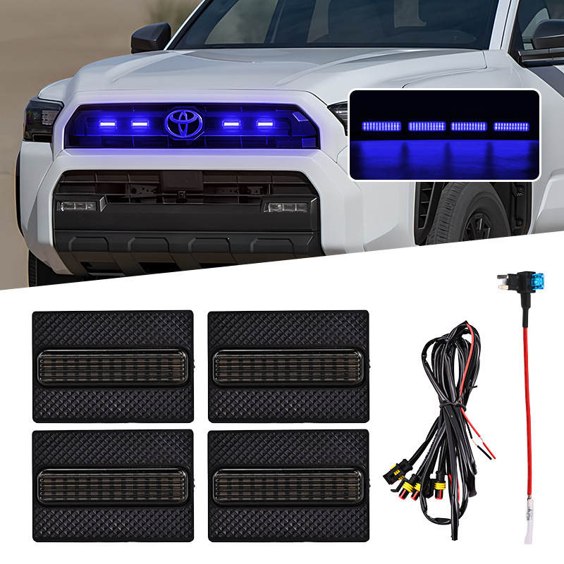 LED дневни светлини за решетка на Toyota Speedo 4Runner TRD SR5, съвместими с 25 модела, 12V, 5W, ABS пластмаса, 0.4A, живот на светлинния източник 50 000 ч
