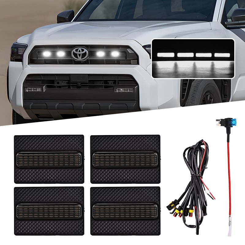 LED дневни светлини за решетка на Toyota Speedo 4Runner TRD SR5, съвместими с 25 модела, 12V, 5W, ABS пластмаса, 0.4A, живот на светлинния източник 50 000 ч