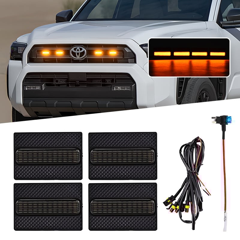 LED дневни светлини за решетка на Toyota Speedo 4Runner TRD SR5, съвместими с 25 модела, 12V, 5W, ABS пластмаса, 0.4A, живот на светлинния източник 50 000 ч