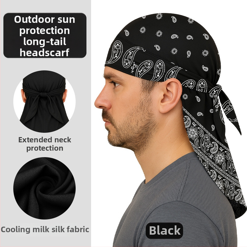 Kültéri gyorsan száradó kerékpáros turbánkalap pánttal, sisakkal kompatibilis, poliészter, kaszu virágos minta, uniszex