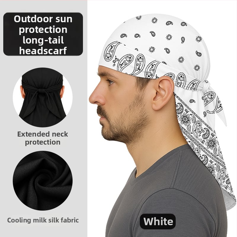 Kültéri gyorsan száradó kerékpáros turbánkalap pánttal, sisakkal kompatibilis, poliészter, kaszu virágos minta, uniszex