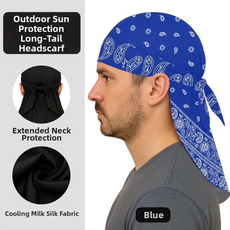 Kültéri gyorsan száradó kerékpáros turbánkalap pánttal, sisakkal kompatibilis, poliészter, kaszu virágos minta, uniszex