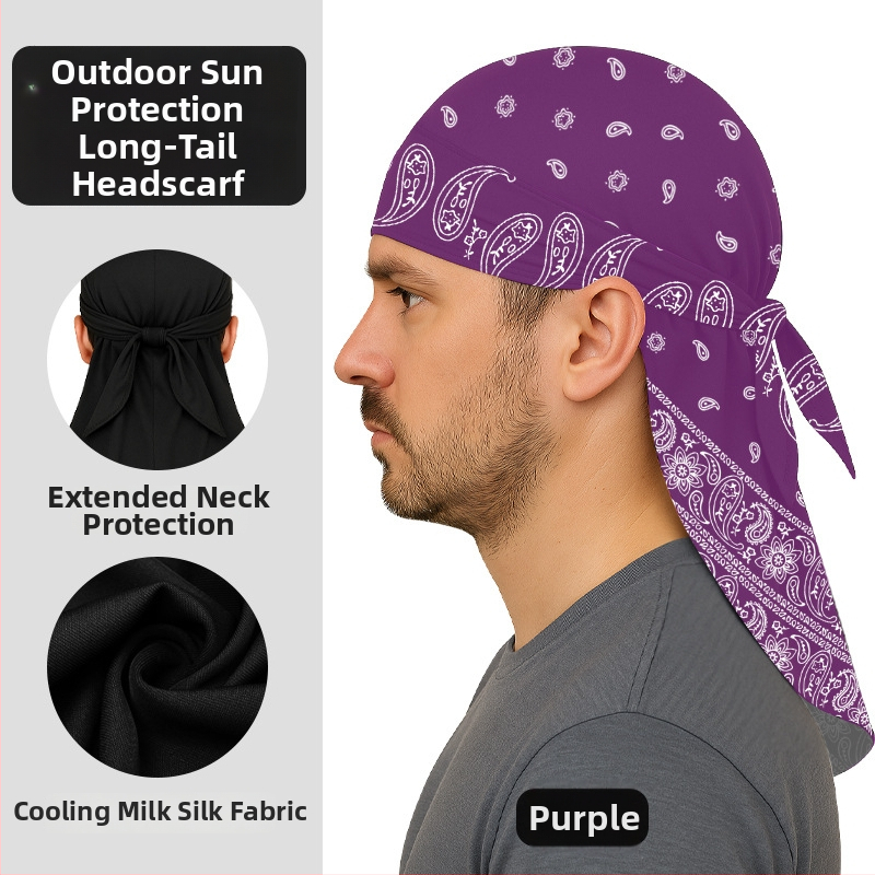 Kültéri gyorsan száradó kerékpáros turbánkalap pánttal, sisakkal kompatibilis, poliészter, kaszu virágos minta, uniszex