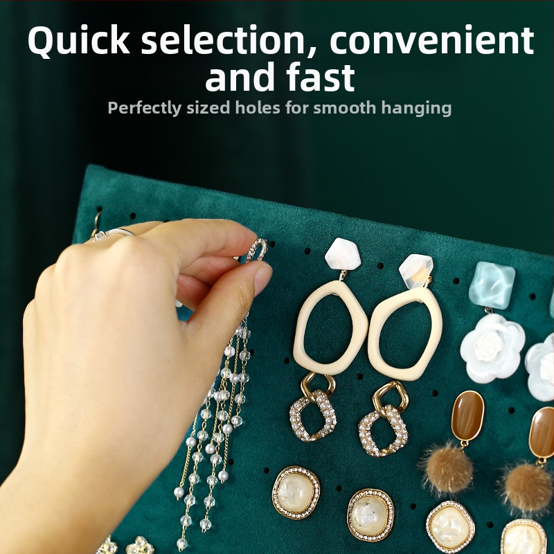 Držiak na náušnice - stolový šperkovník z flanelu, viacúčelový a prenosný, 1-vrstvové úložisko