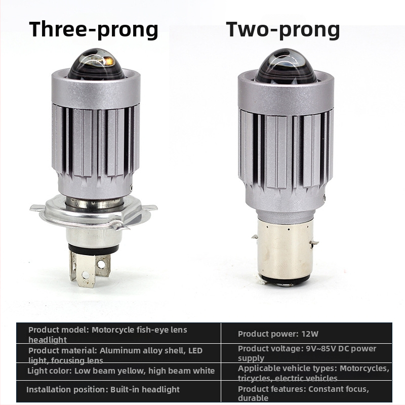 Stone Fence motorkerékpár LED fényszóró H4, kettős csatlakozás, alumínium ház, 12V, 30W, közeli és távoli fény