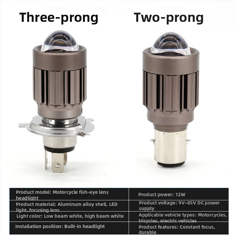 Stone Fence motorkerékpár LED fényszóró H4, kettős csatlakozás, alumínium ház, 12V, 30W, közeli és távoli fény