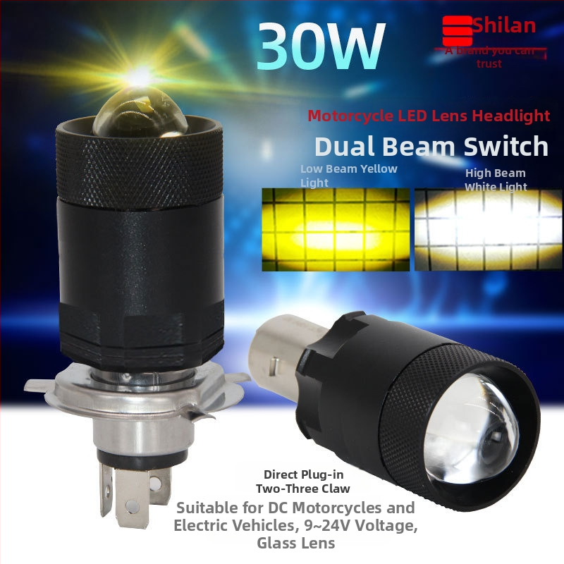 Stone Fence motorkerékpár LED fényszóró H4, kettős csatlakozás, alumínium ház, 12V, 30W, közeli és távoli fény