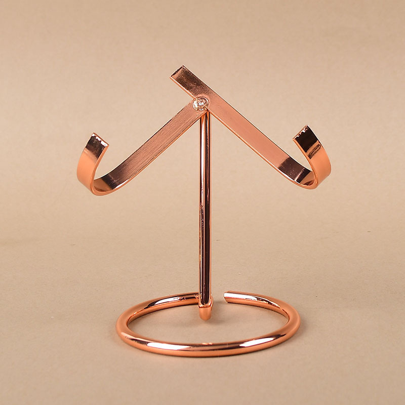 Suport metalic pentru ornamente din cristal, suport de expunere pentru grupuri de cristale și fosile, stil modern minimalist, finisaj electroplacat, personalizare disponibilă