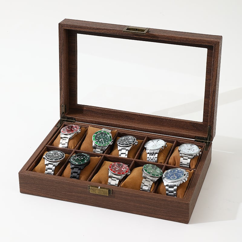 Дървен дисплей за бижута и часовници, 2 нива, настолен дисплей, многофункционална кутия за съхранение
