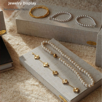 Stojan na šperky z ľanu a dreva, viacúčelový, kórejský štýl