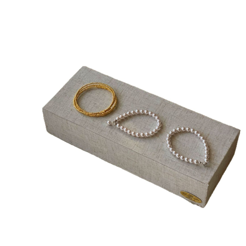 Stojan na šperky z ľanu a dreva, viacúčelový, kórejský štýl