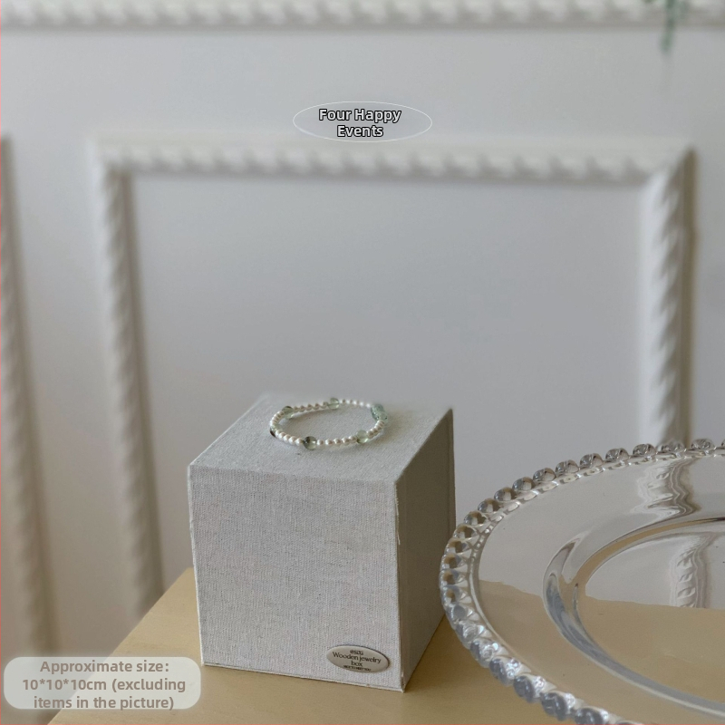 Stojan na šperky z ľanu a dreva, viacúčelový, kórejský štýl