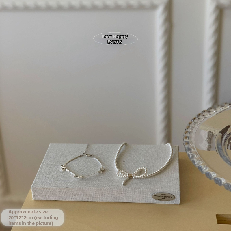 Stojan na šperky z ľanu a dreva, viacúčelový, kórejský štýl