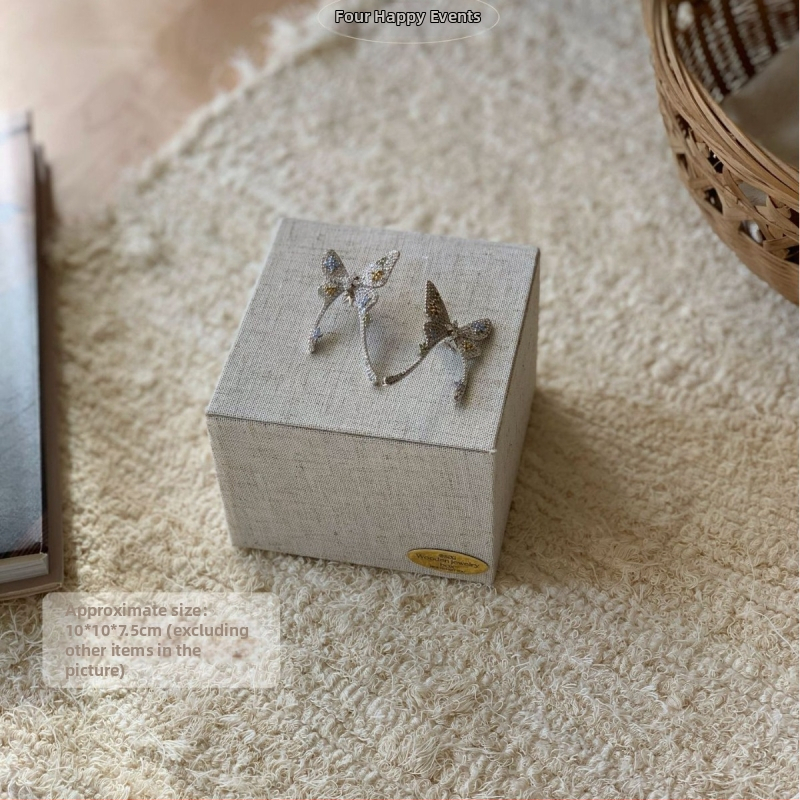 Stojan na šperky z ľanu a dreva, viacúčelový, kórejský štýl