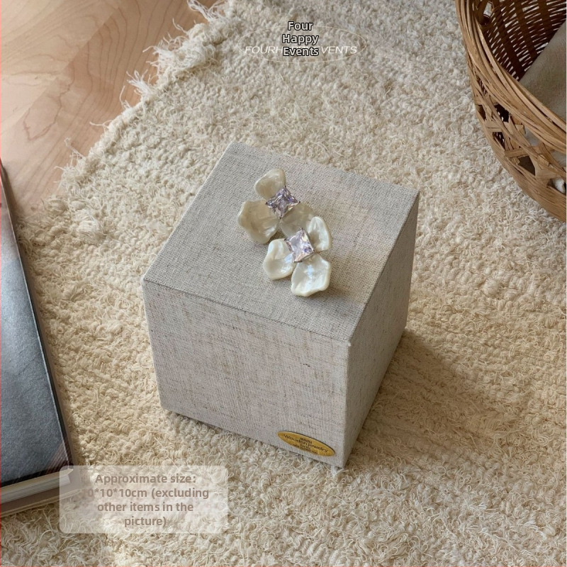 Stojan na šperky z ľanu a dreva, viacúčelový, kórejský štýl