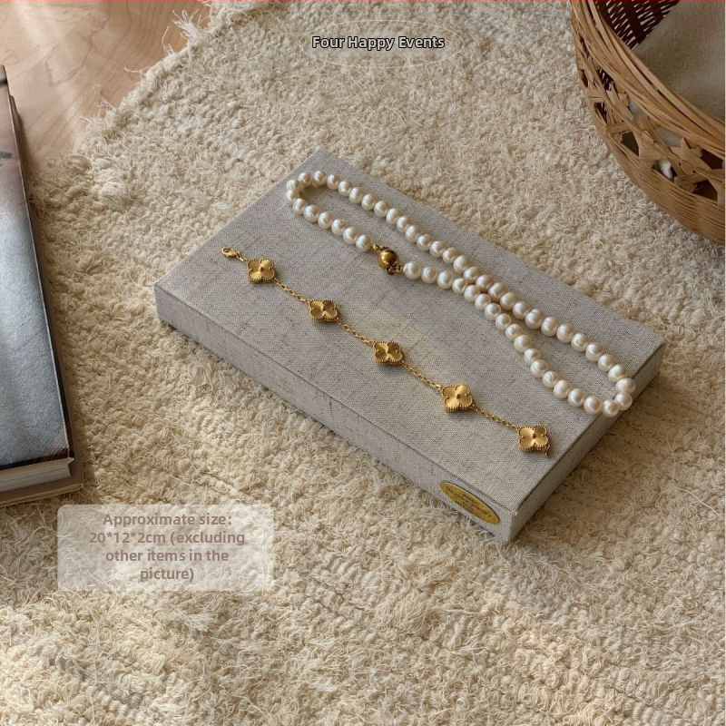 Stojan na šperky z ľanu a dreva, viacúčelový, kórejský štýl