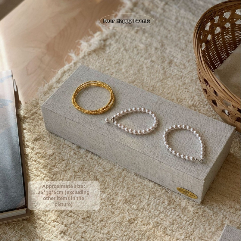 Stojan na šperky z ľanu a dreva, viacúčelový, kórejský štýl