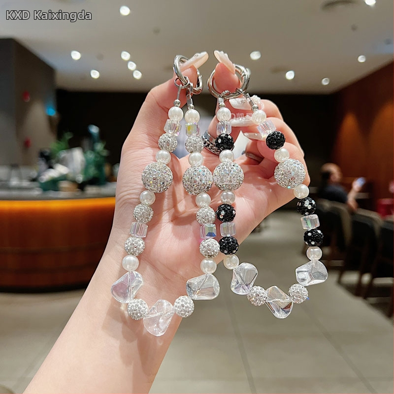 Geometrický kryštálový prívesok na reťaz pre telefón, ručne vyrobené korálky, kreatívny dekoratívny doplnok