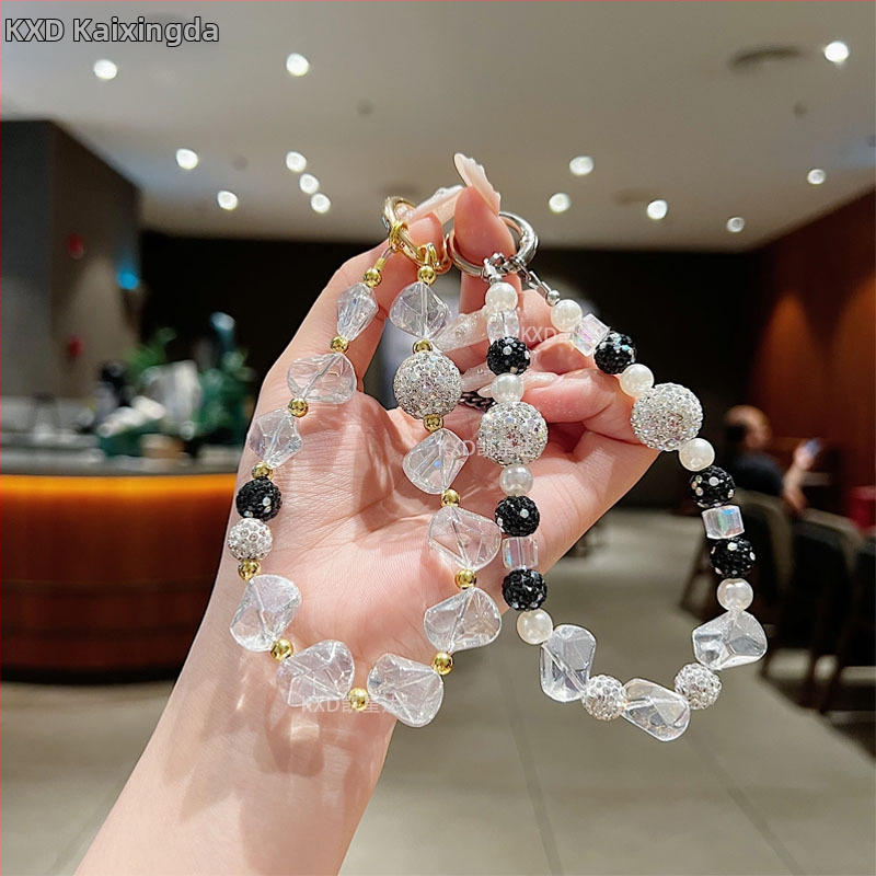 Geometrický kryštálový prívesok na reťaz pre telefón, ručne vyrobené korálky, kreatívny dekoratívny doplnok