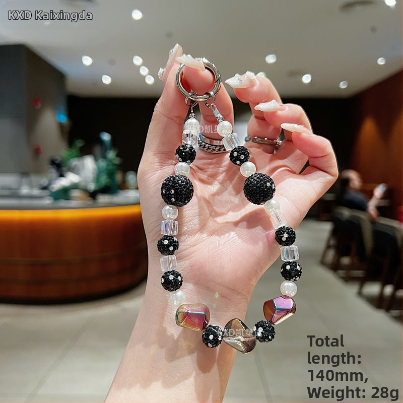 Geometrický kryštálový prívesok na reťaz pre telefón, ručne vyrobené korálky, kreatívny dekoratívny doplnok