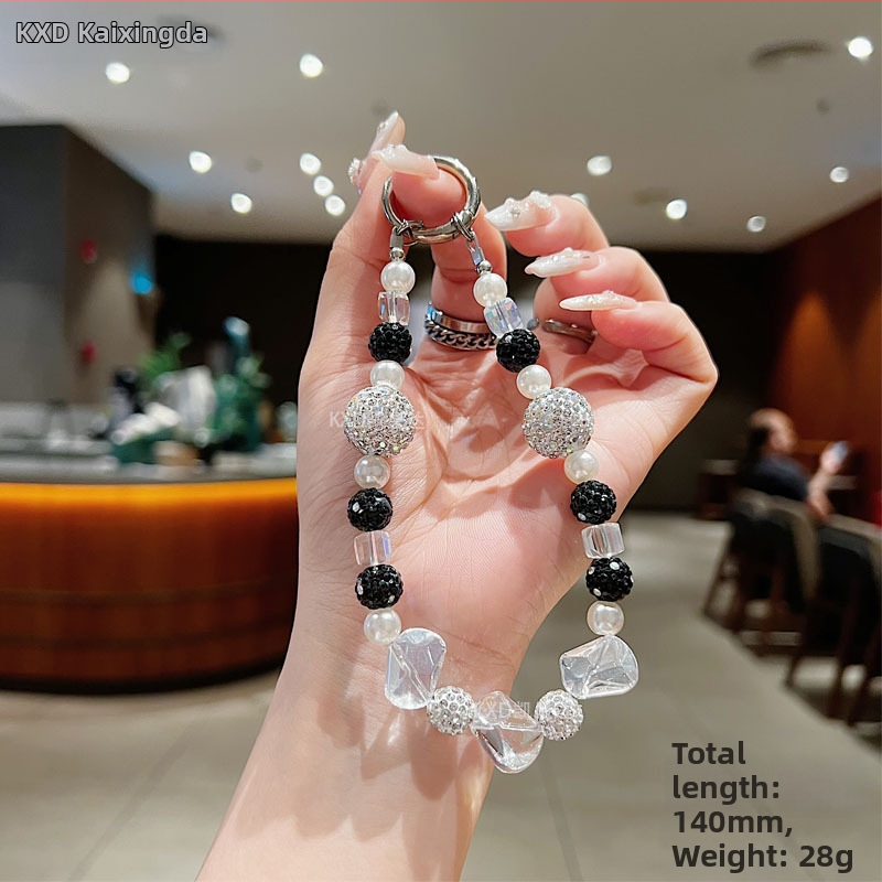 Geometrický kryštálový prívesok na reťaz pre telefón, ručne vyrobené korálky, kreatívny dekoratívny doplnok