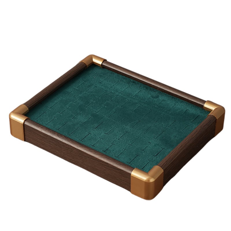 Fedéllel ellátott tömörfa gyűrűk bemutató tál, tömörfa ékszertartó, fejlett forma, összeillesztett kivitelezés, luxus stílus