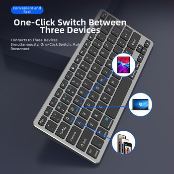Bezdrôtový set klávesnice a myši Bluetooth, nabíjateľný, tichý pre kancelárske použitie, pre notebook a tablet, USB/2.4G/Bluetooth pripojenie