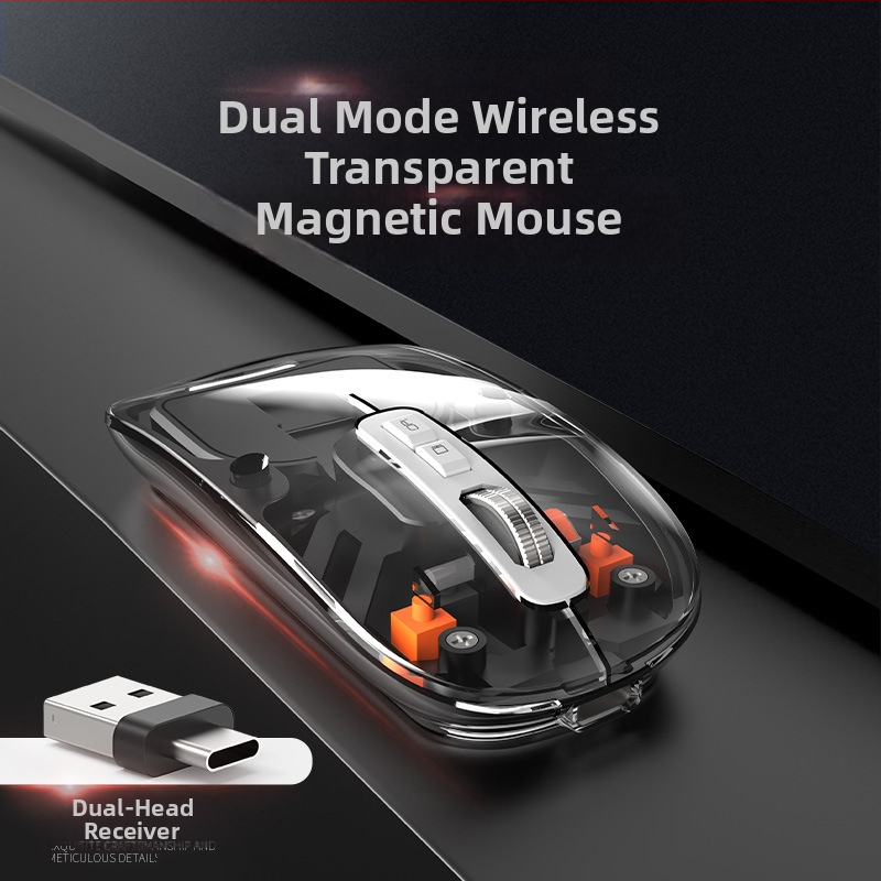Bezdrôtová Bluetooth myš s dvojitým režimom nabíjania USB-C, 2.4G + Bluetooth, 5 tlačidiel, 400mAh batéria, DPI 800–1600