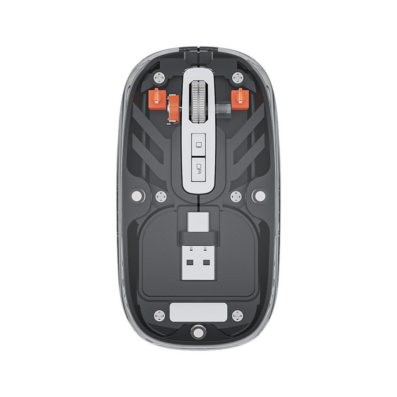 Безжична Bluetooth мишка с двойен режим и USB-C зареждане, 2.4G + Bluetooth, 5 бутона, 400mAh батерия, DPI 800–1600