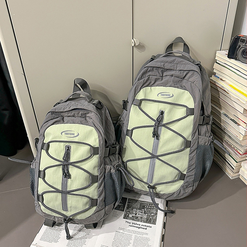 Uniszex nylon hátizsák laptopzsebbel, nagy kapacitású, cipzáras nyitás