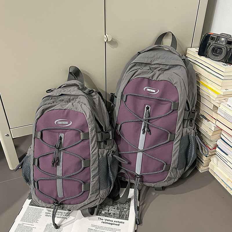 Uniszex nylon hátizsák laptopzsebbel, nagy kapacitású, cipzáras nyitás