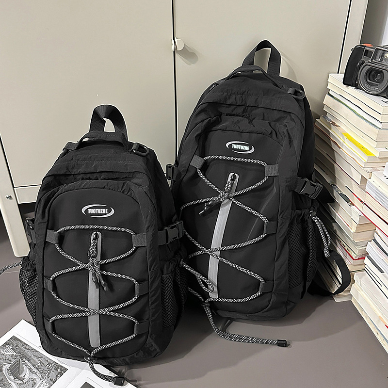 Uniszex nylon hátizsák laptopzsebbel, nagy kapacitású, cipzáras nyitás