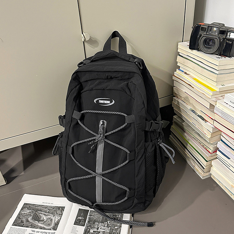 Uniszex nylon hátizsák laptopzsebbel, nagy kapacitású, cipzáras nyitás