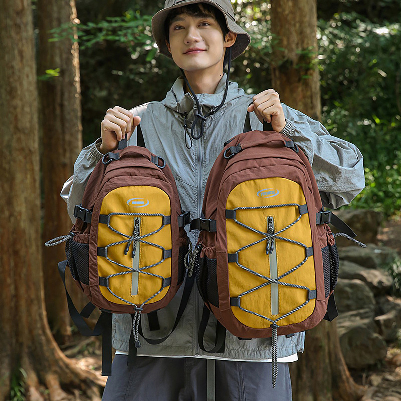 Uniszex nylon hátizsák laptopzsebbel, nagy kapacitású, cipzáras nyitás