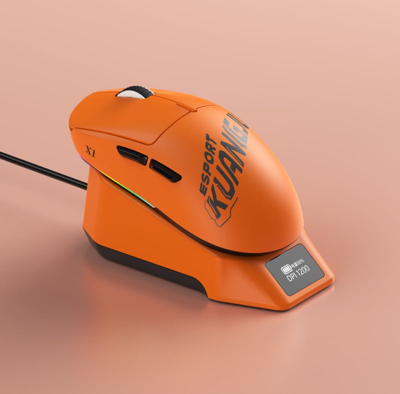 Гейминг мишка с безжична станция за зареждане, RGB макро програмиране, модел X1 Predator, 1200 dpi, 6 нива DPI, 5 бутона, обхват 1,8 м