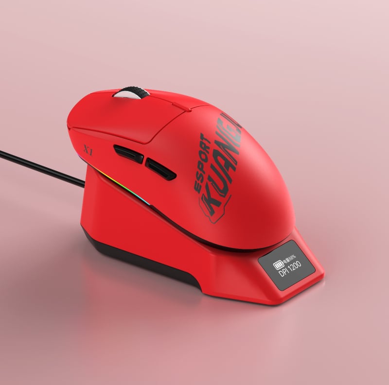 Гейминг мишка с безжична станция за зареждане, RGB макро програмиране, модел X1 Predator, 1200 dpi, 6 нива DPI, 5 бутона, обхват 1,8 м